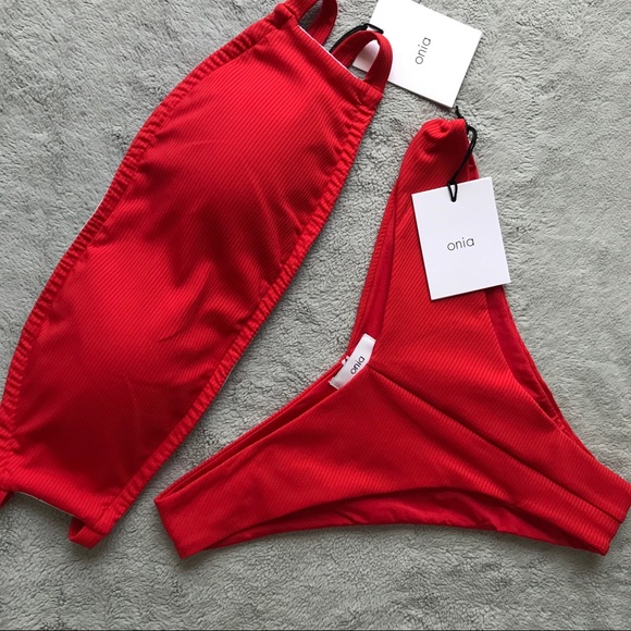 Onia Other - NWT Onia Ribbed Bikini Swim Set High Risk Red XL